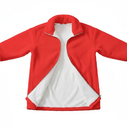 Red Long Borg Fleece Coat - Overhead