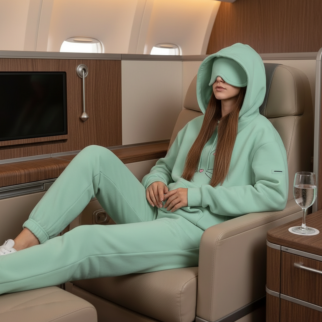 Relaxed in first-class seat