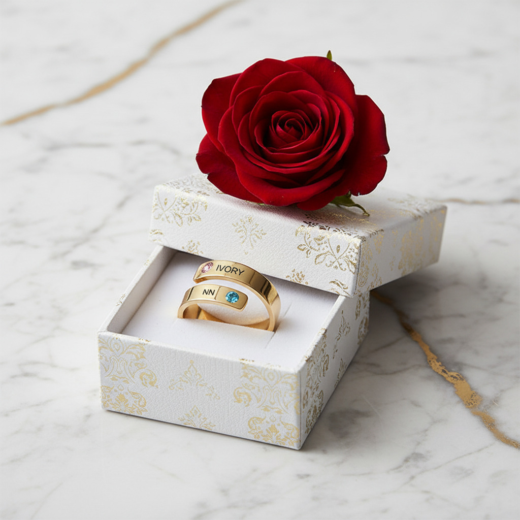 Ring gift box with rose 6