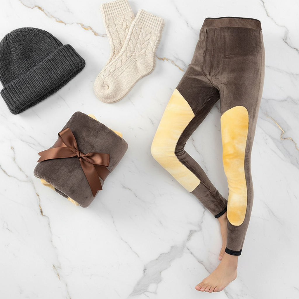 Rolled and tied with beanie and warm socks