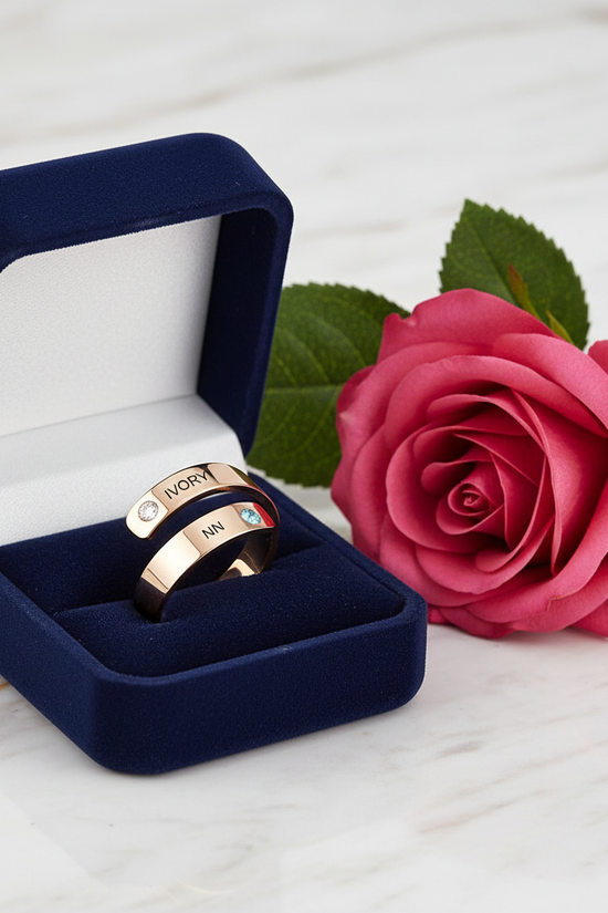 Rose Gold Ring Gift Box with Rose - View 2