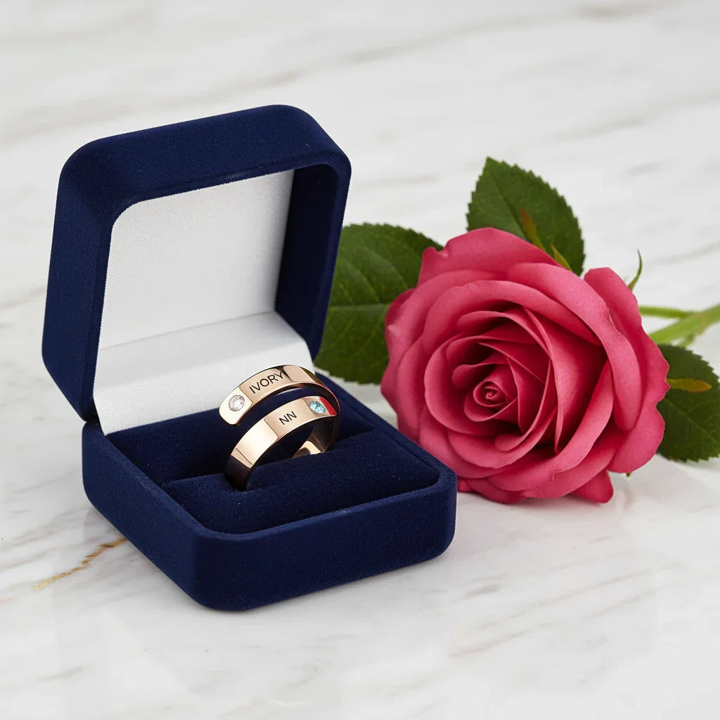 Rose Gold Ring Gift Box with Rose - View 2