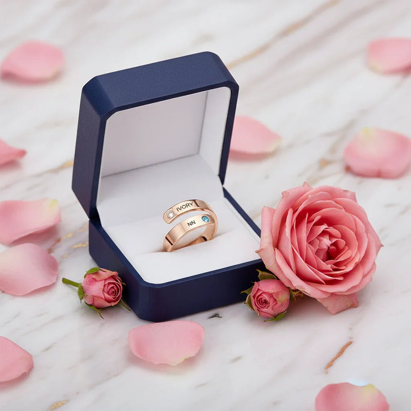 Rose Gold Ring Gift Box with Rose - View 3