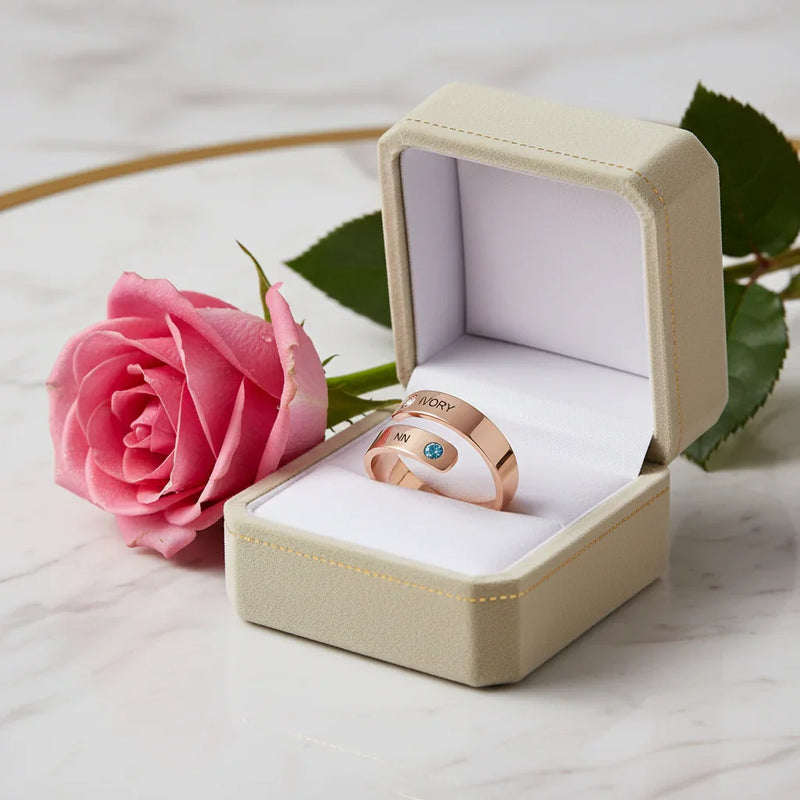 Rose Gold Ring Gift Box with Rose - View 4