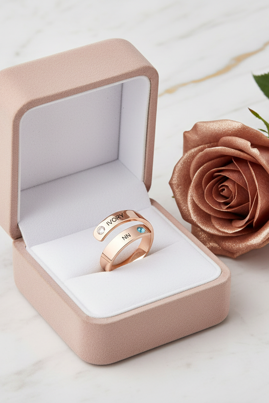 Rose Gold Ring Gift Box with Rose - View 6