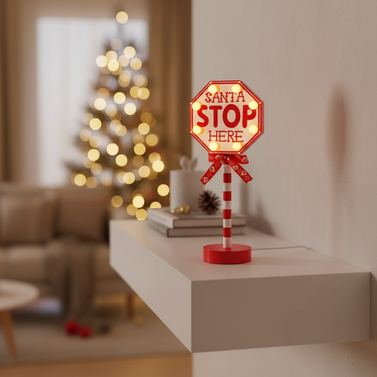 Santa sign on white floating shelf