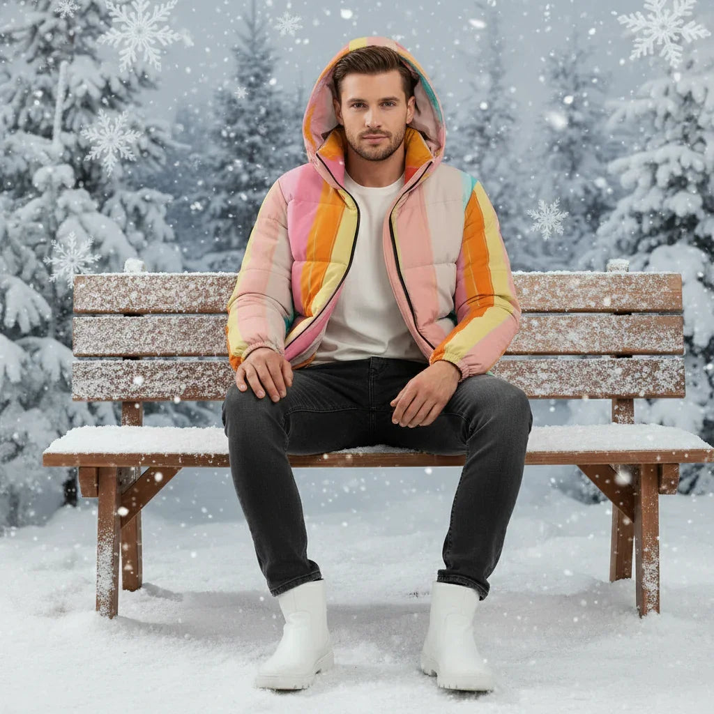 Seated on winter bench