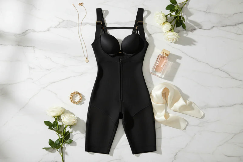 Shapewear على رخام مع إكسسوارات فاخرة