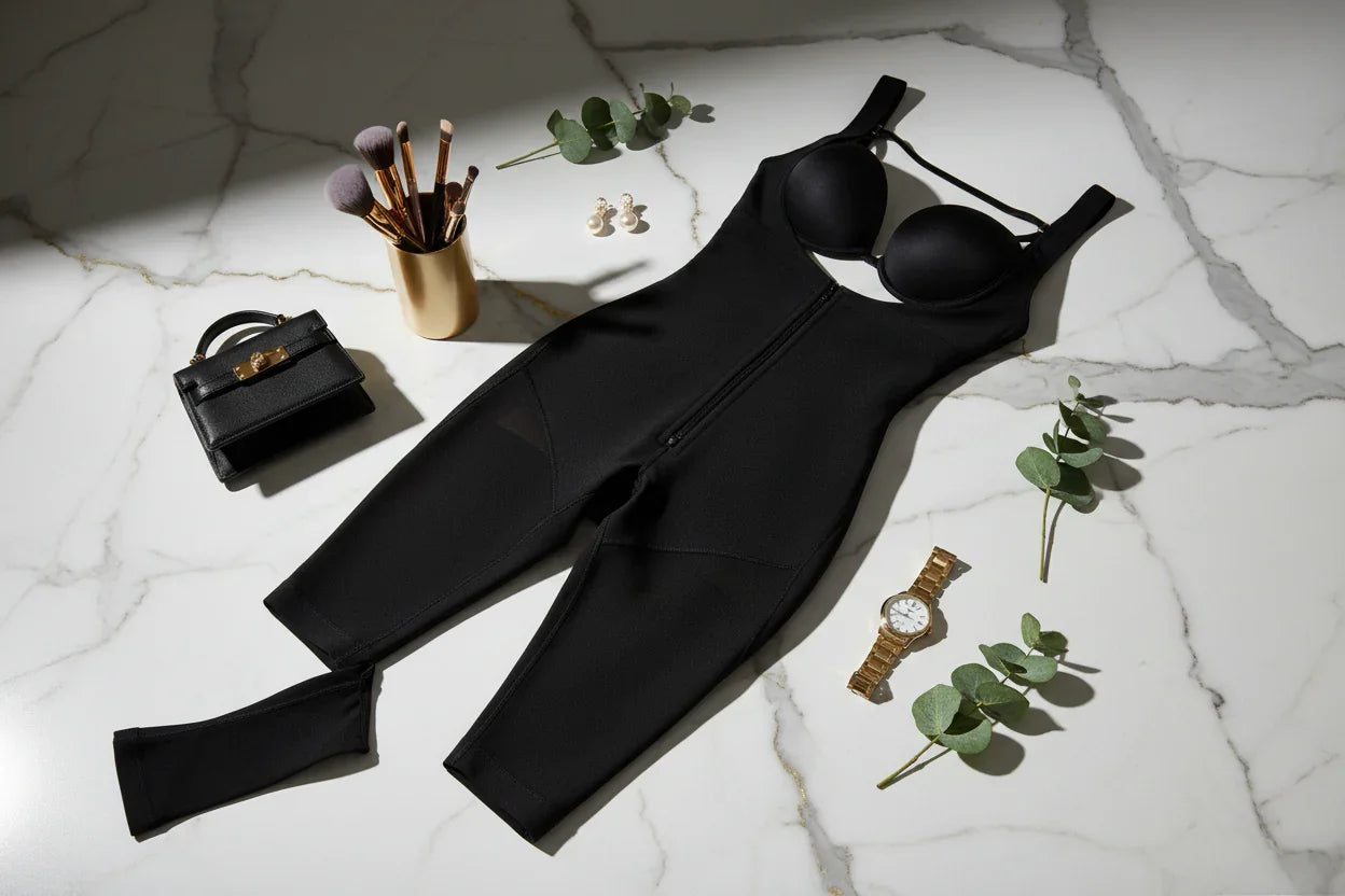 Shapewear بتنسيق فاخر مع حقيبة وساعة