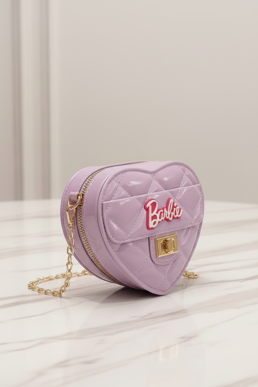 Side angle portrait - Heart Barbie Bag
