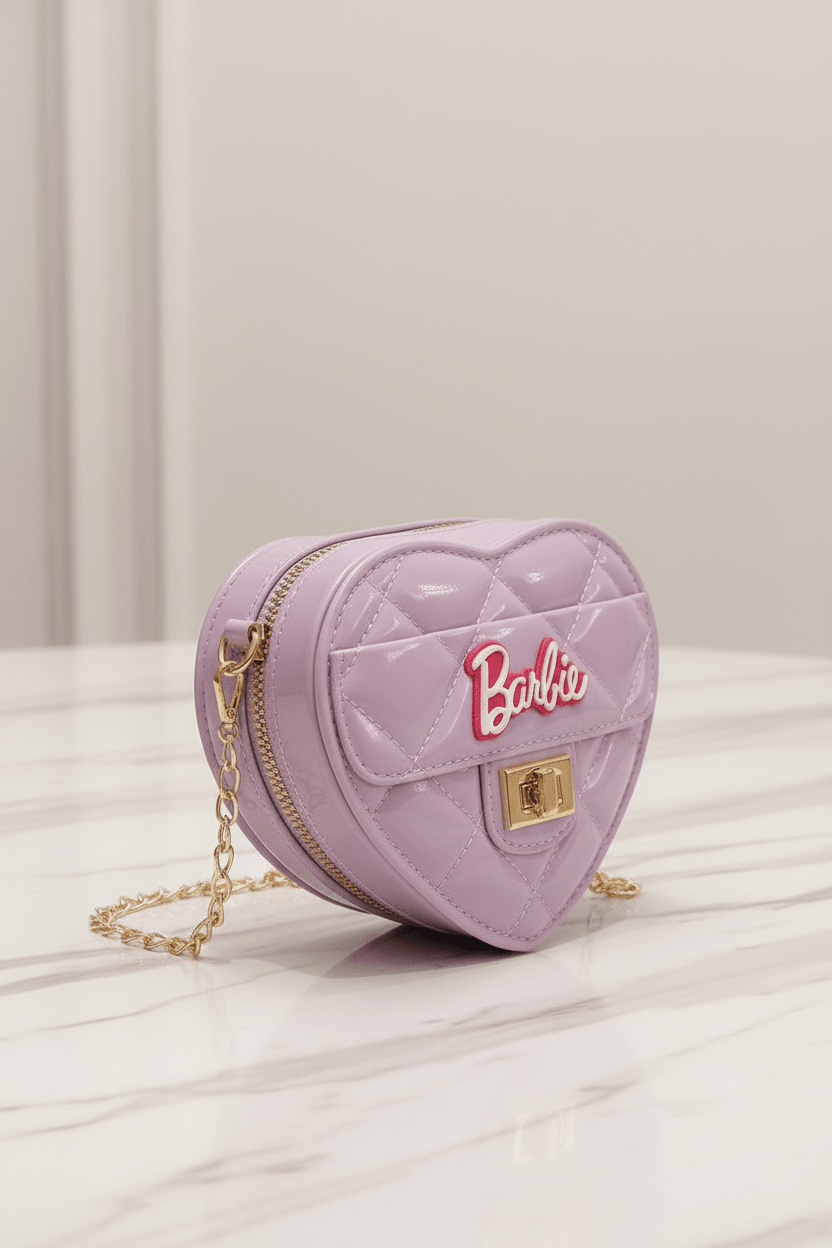 Side angle portrait - Heart Barbie Bag