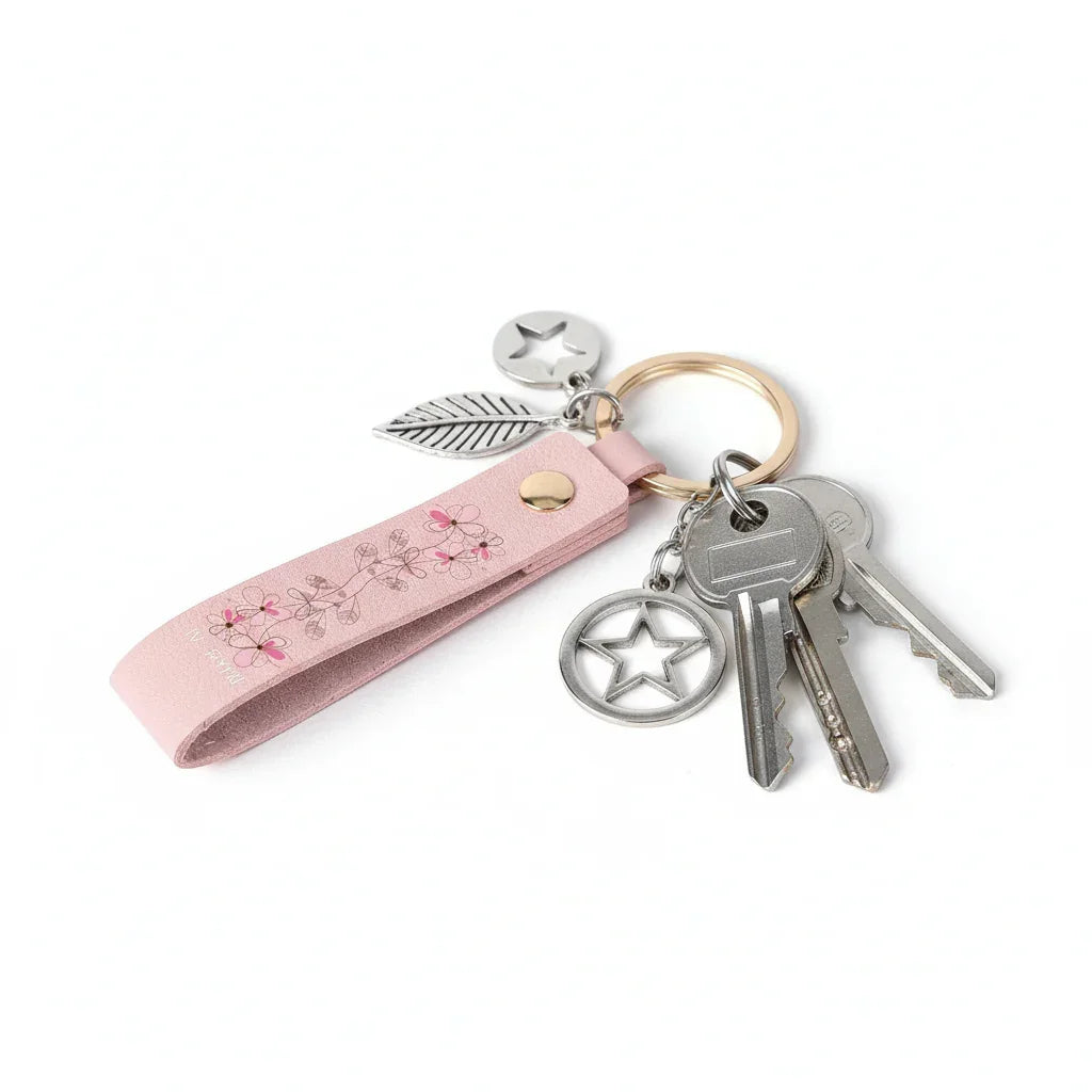 Side angle with silver keys and charms