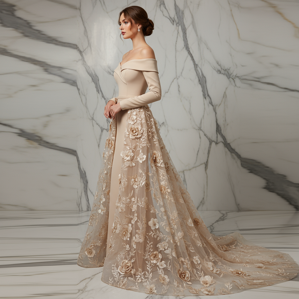 Side profile - Beige gown