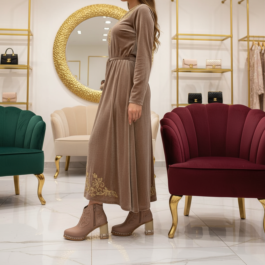 Side profile in boutique setting