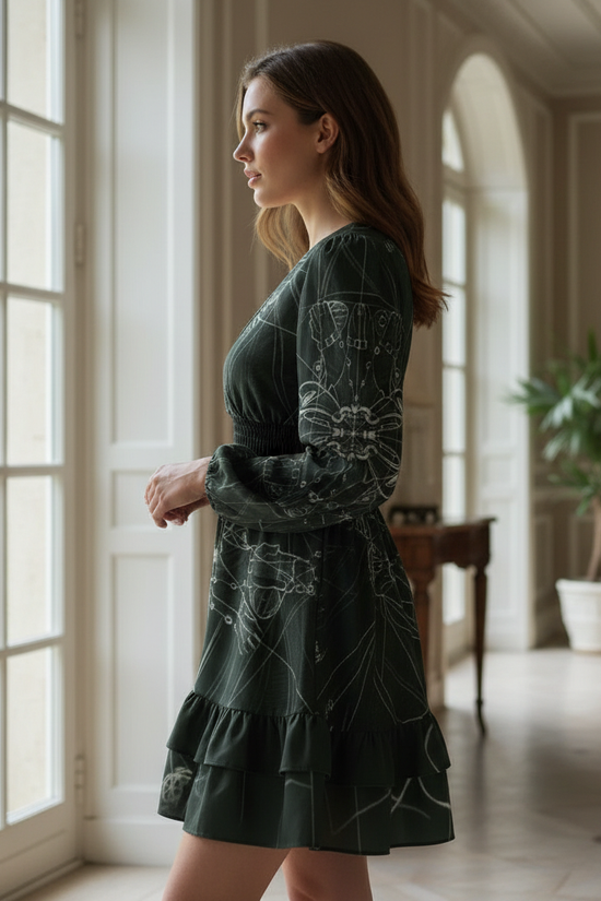 Side profile looking out French doors