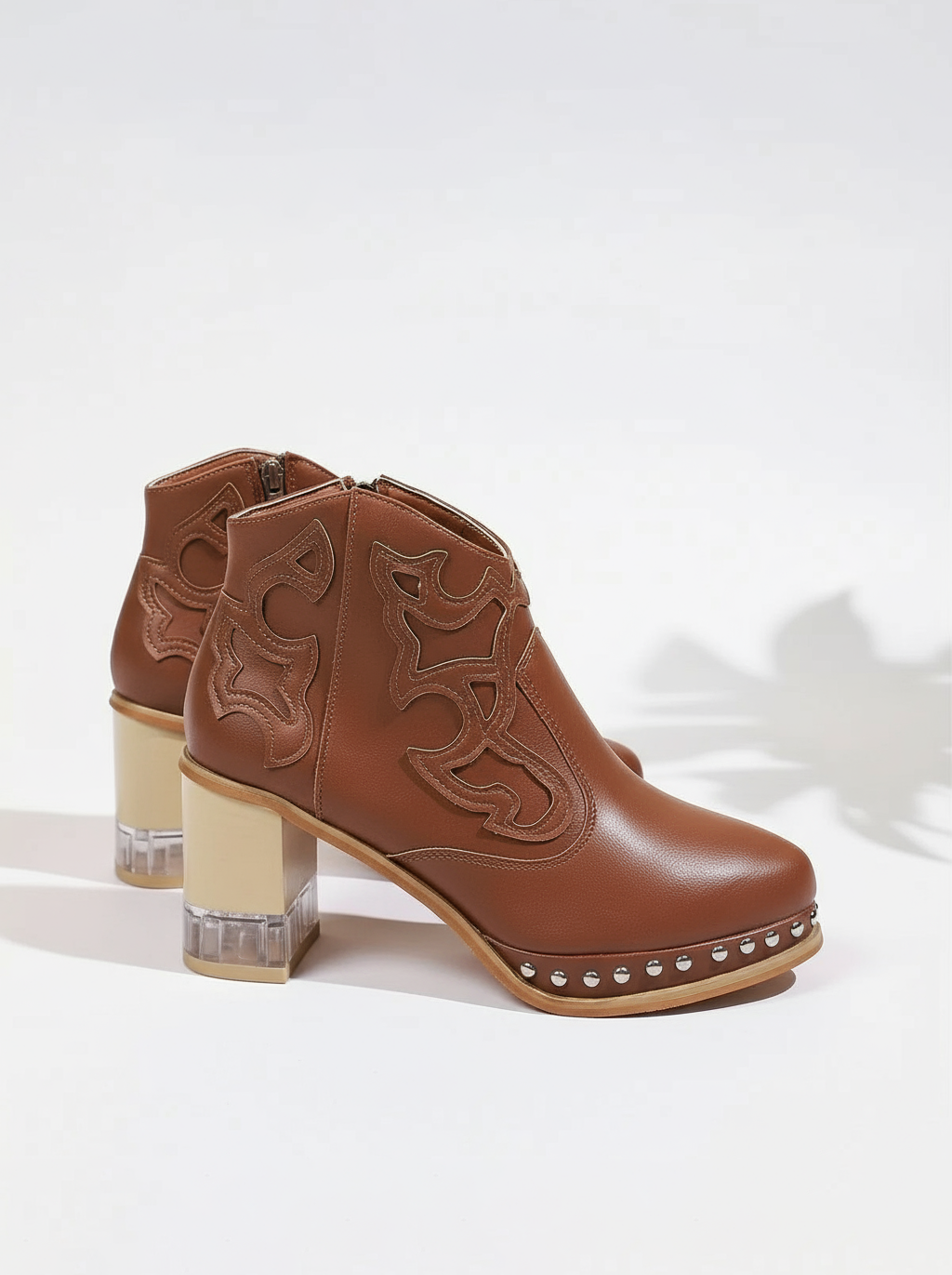 Elegant High Heels Chunky Dark Brown Platform Boot