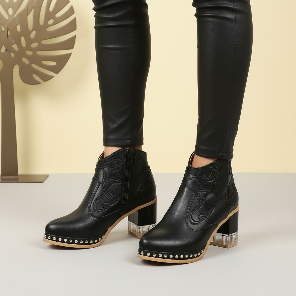 Side profile view - boots worn