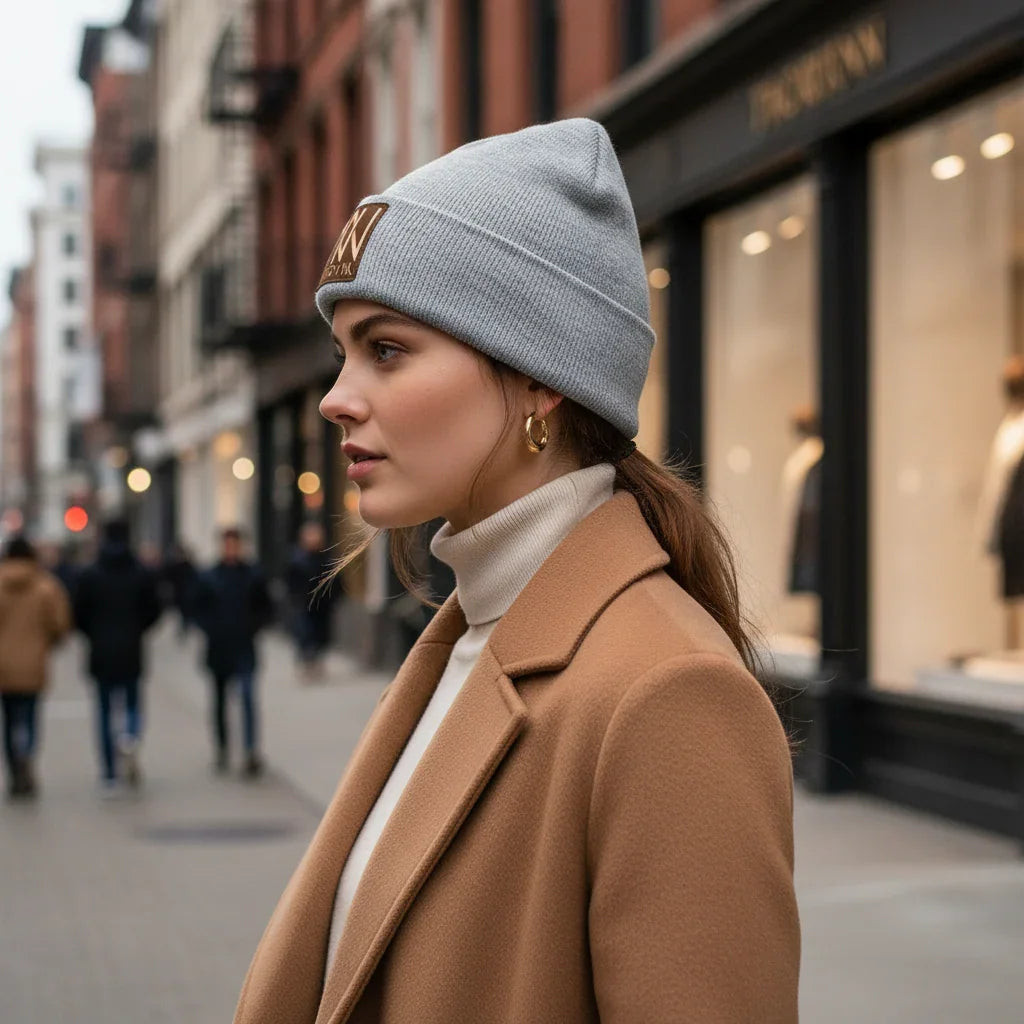 Flattering Thickened Women Light Gray Knitted Hats