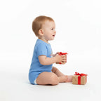 Side view of baby in blue onesie