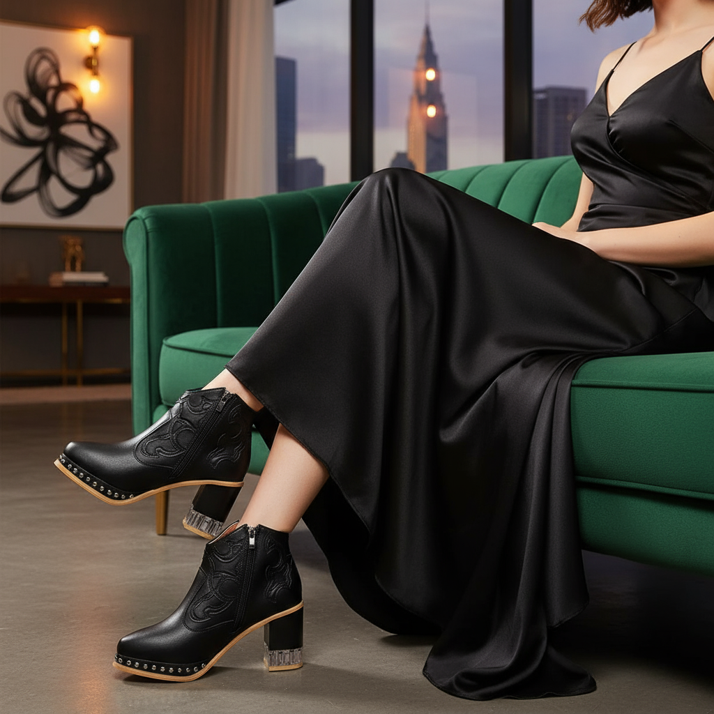 Side view on velvet sofa