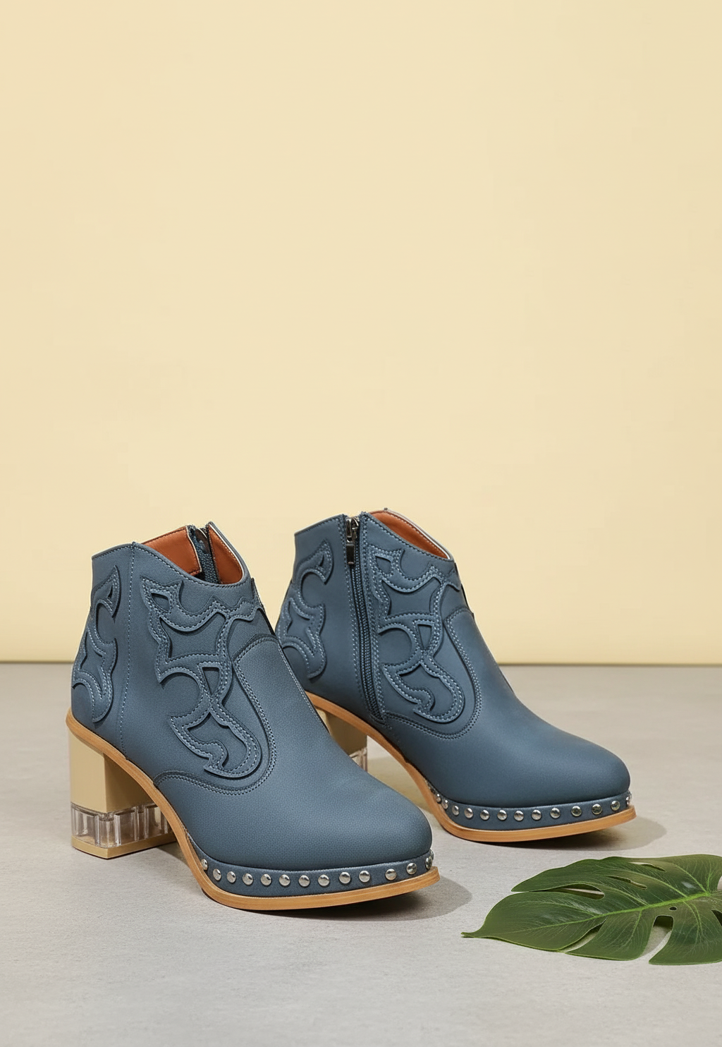 Elegant High Heels Chunky Royal Blue Platform Boot