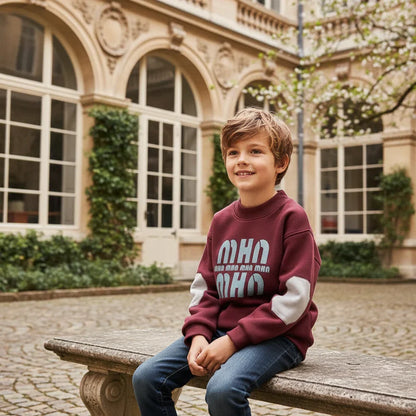 Sitting on bench in courtyard