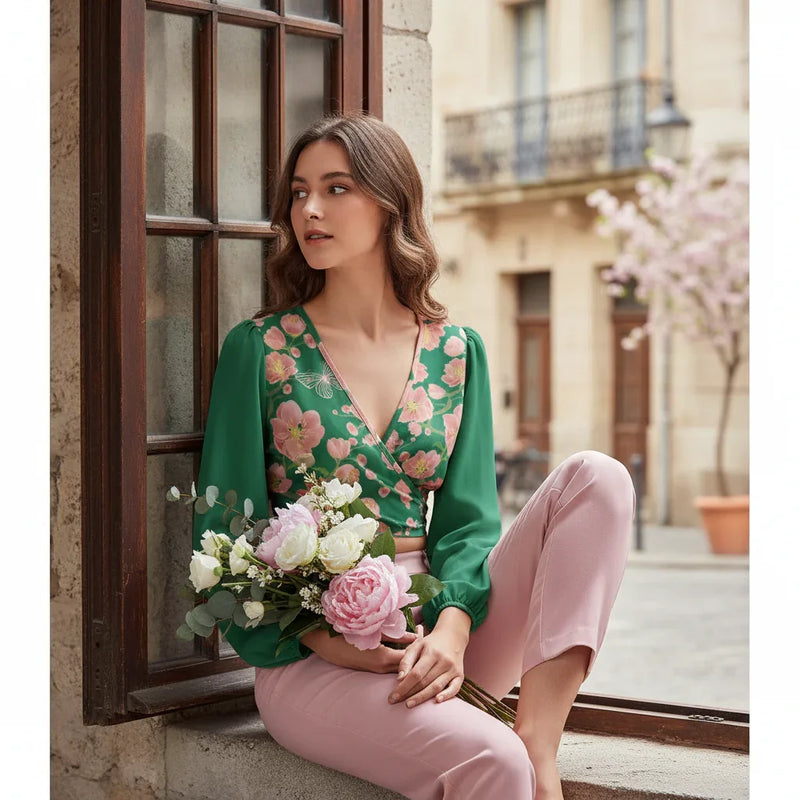 Sitting on café windowsill with flowers