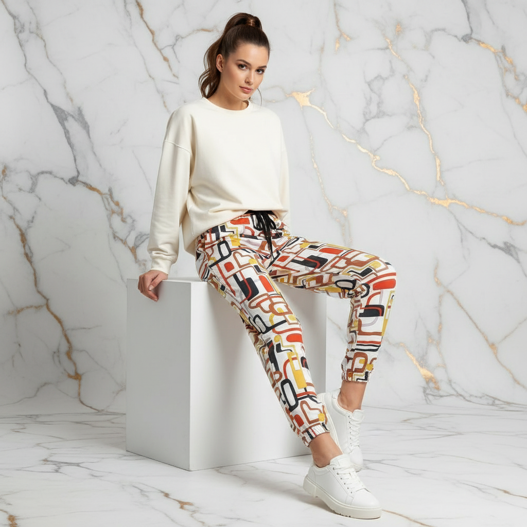 Sitting on cube with leg extended