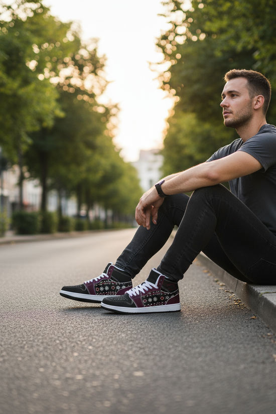 Sitting on curb relaxed pose