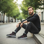 Sitting on curb relaxed pose