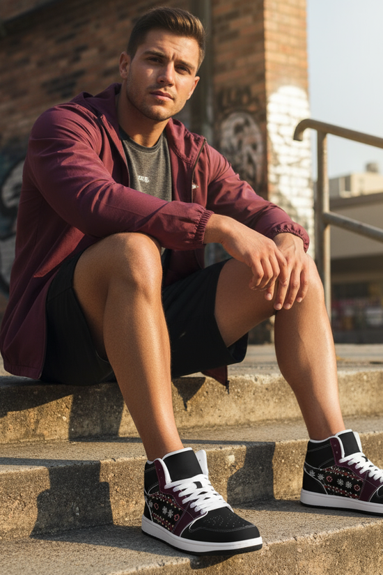 Sitting on steps athletic pose