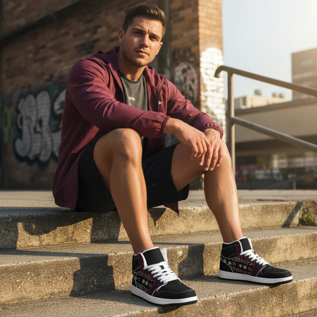 Sitting on steps athletic pose