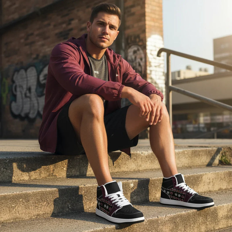 Sitting on steps athletic pose