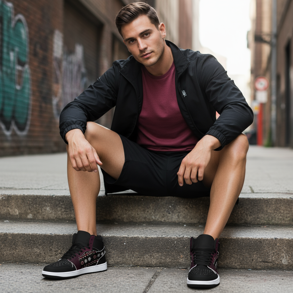 Sitting on steps athletic pose