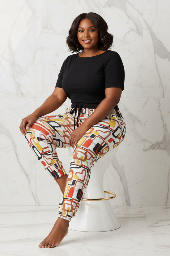 Sitting on stool, legs crossed