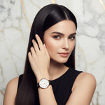Sleek hair flowing - hand touching hair