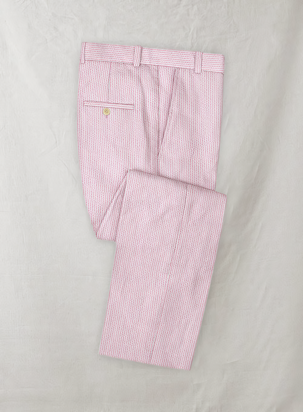 Slim Fit Two-Button Seersucker Pink Suit Set