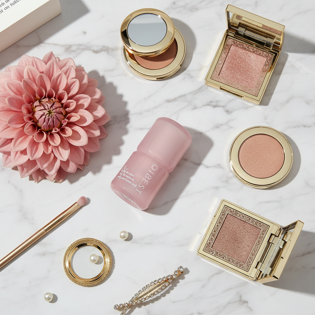 Sophisticated flat lay with dahlia