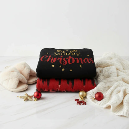 Stacked fold with slippers and throw blanket