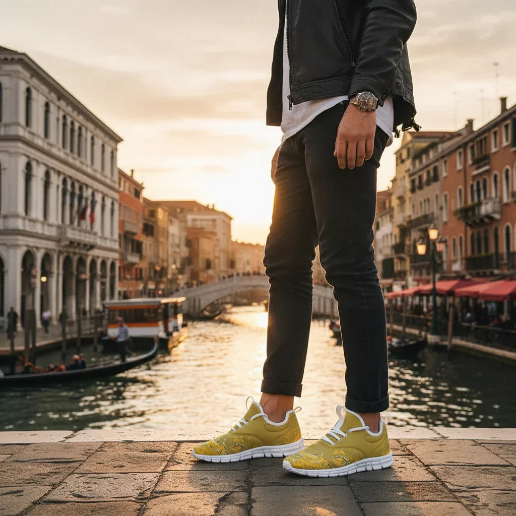 Standing on bridge with scenic background