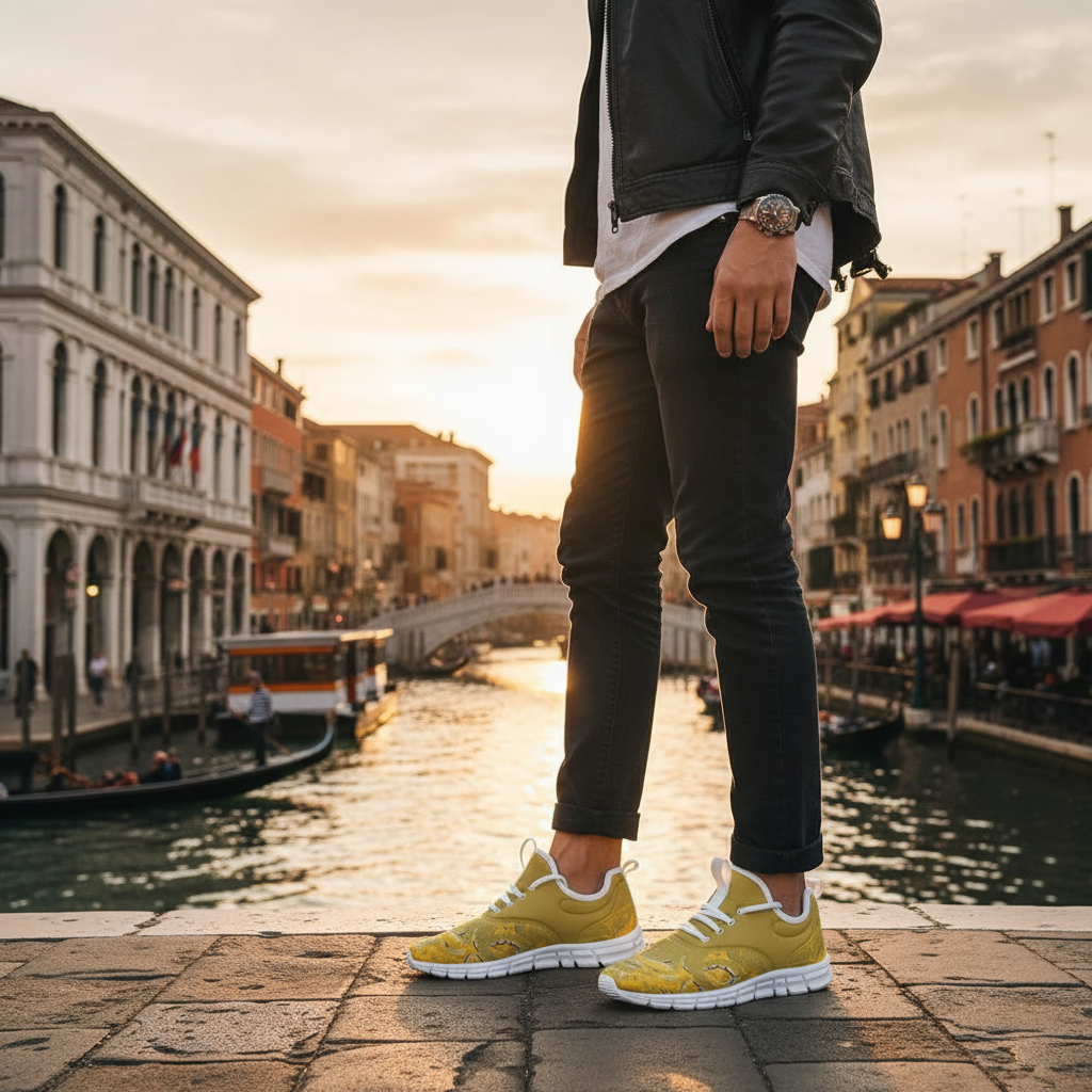 Standing on bridge with scenic background
