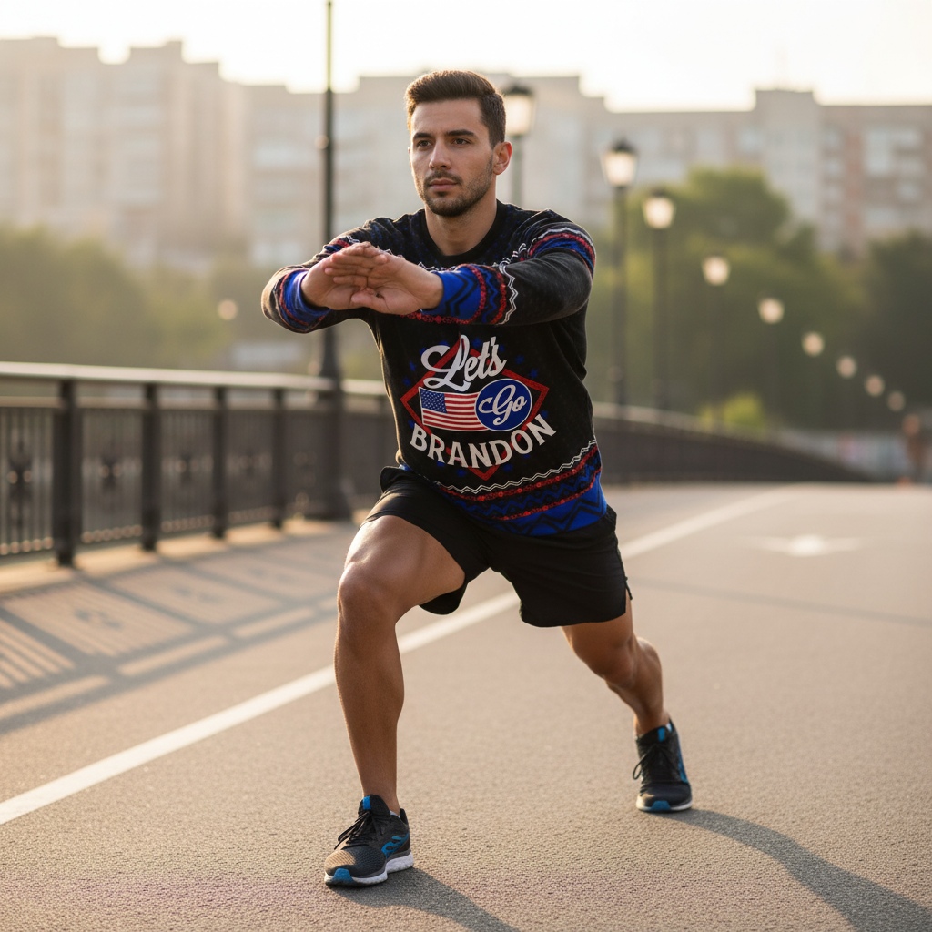 Stretching on running path