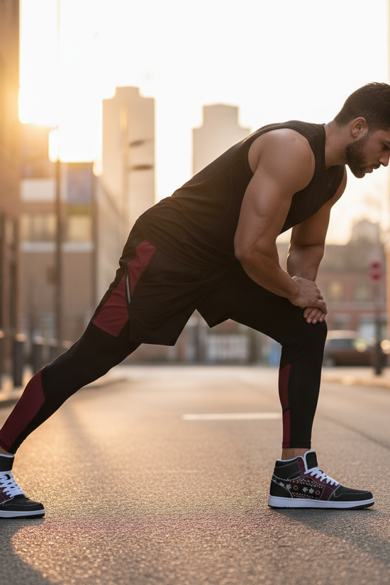 Stretching warm-up pose