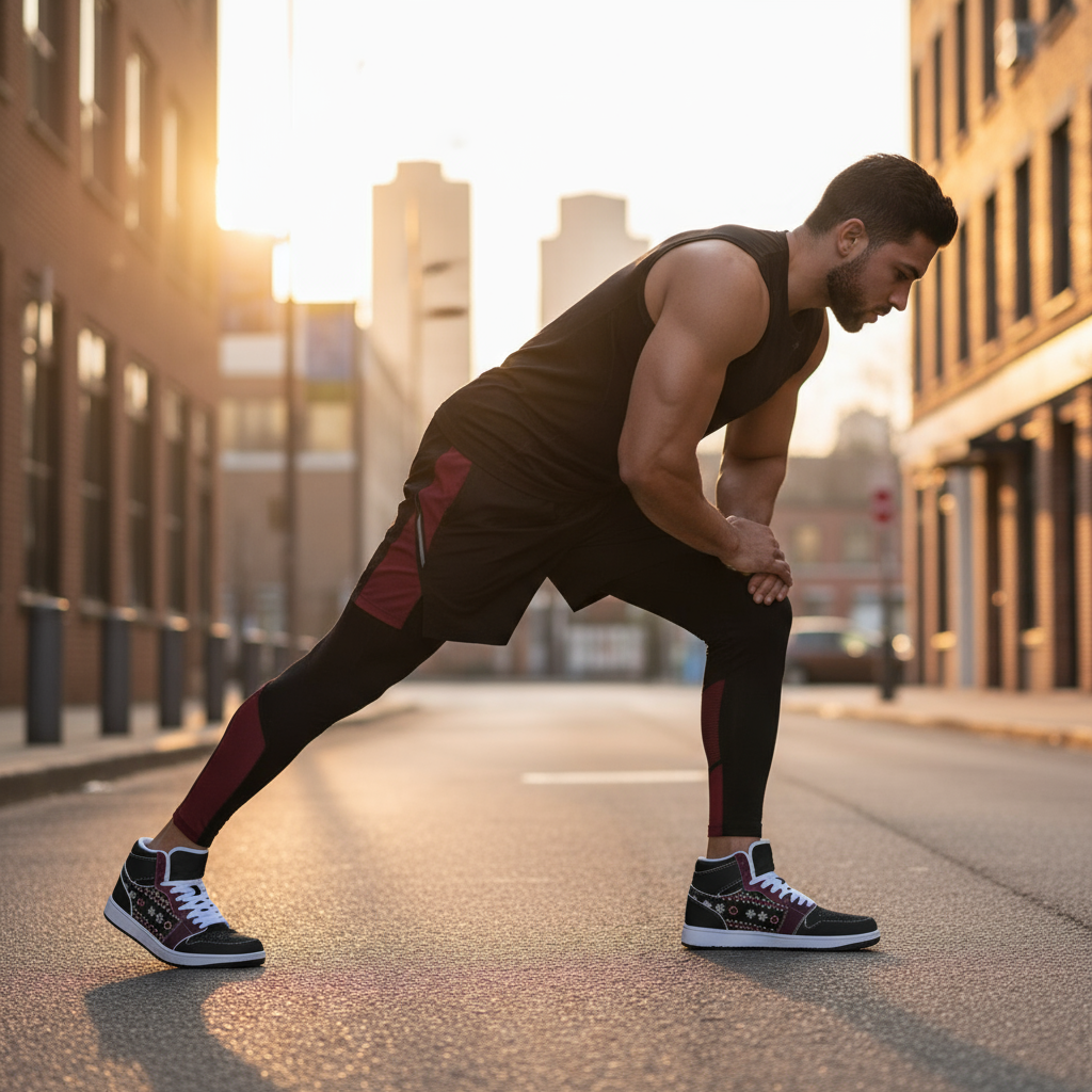 Stretching warm-up pose