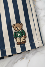 Striped shorts bear patch detail
