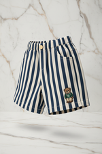 Striped shorts three-quarter detail