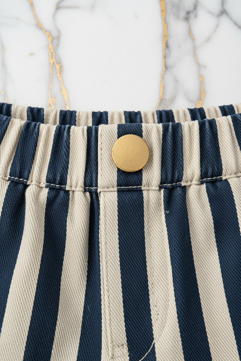 Striped shorts waistband detail
