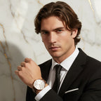 Strong features with brown hair