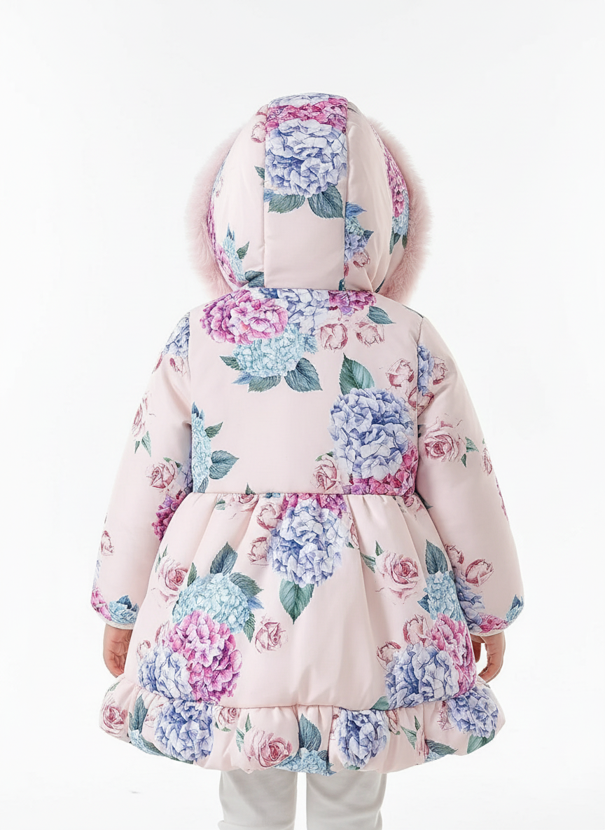 Studio photo - back view of floral coat