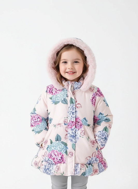 Girls Fleece-Lined Mid-Length Coat